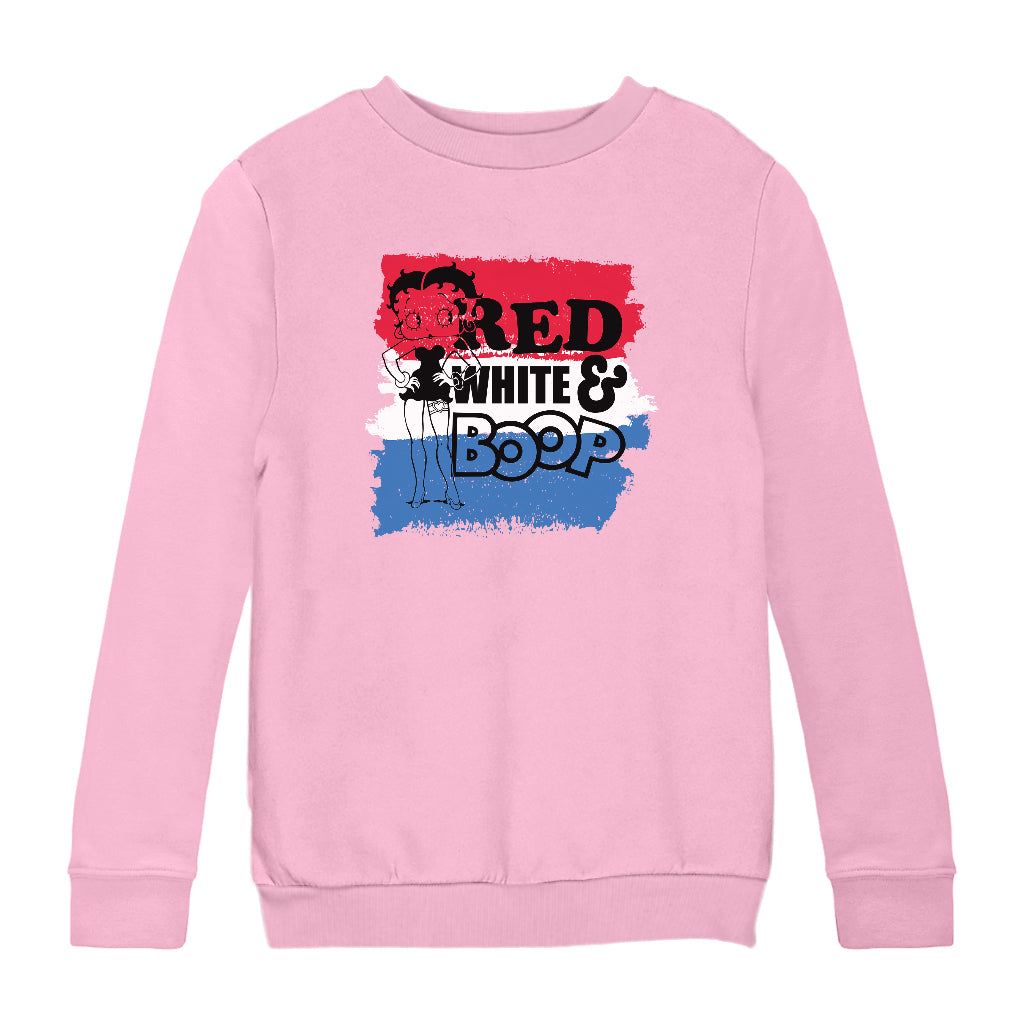 Americana Red and White Stripes Boop Kids Sweatshirt