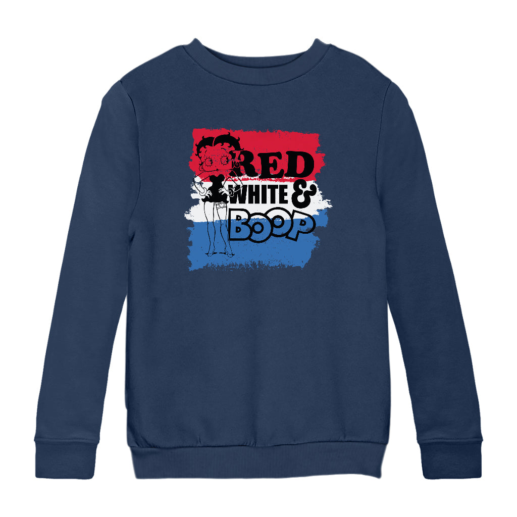Americana Red and White Stripes Boop Kids Sweatshirt