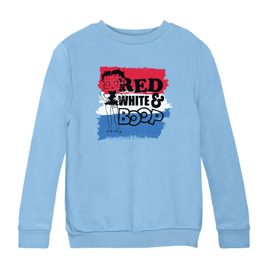 Americana Red and White Stripes Boop Kids Sweatshirt