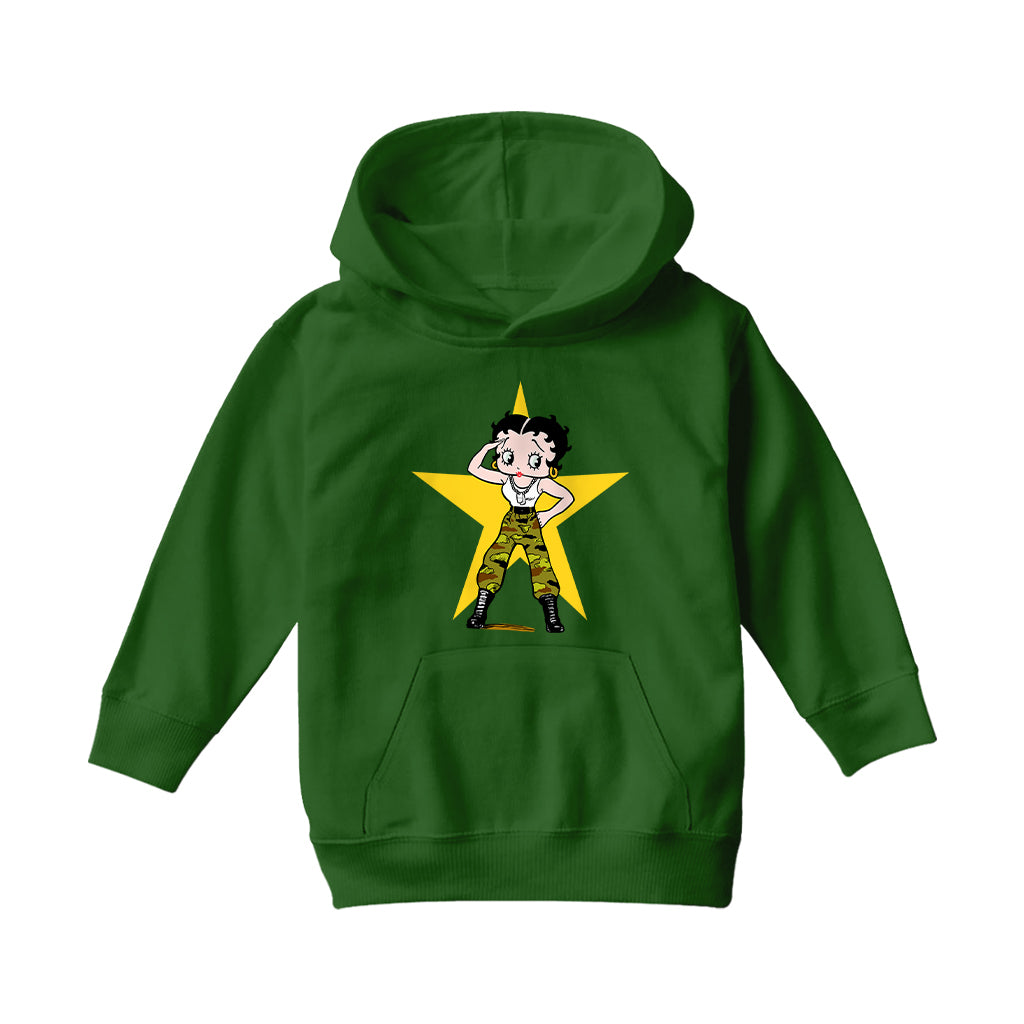 Patriotic Betty Yellow Star Kids Hooded Sweatshirt-Betty Boop Shop