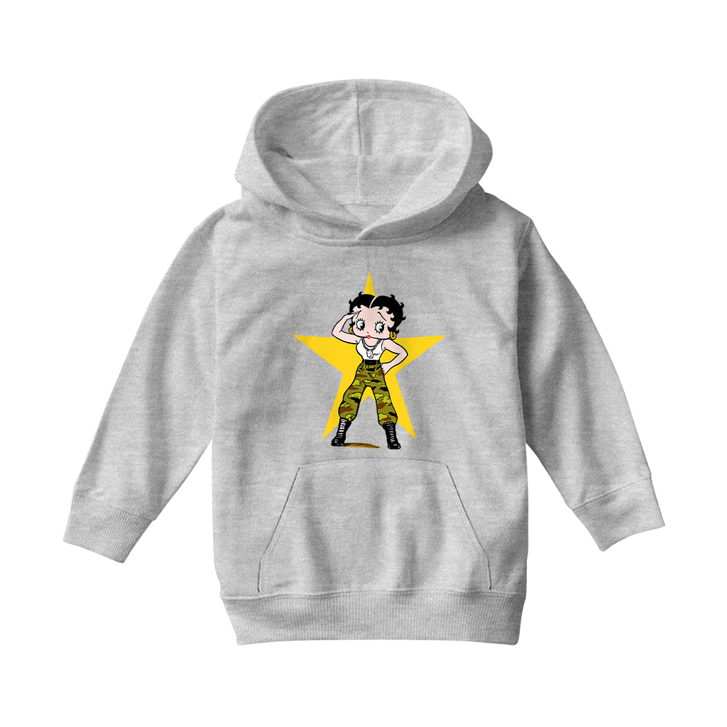 Patriotic Betty Yellow Star Kids Hooded Sweatshirt-Betty Boop Shop