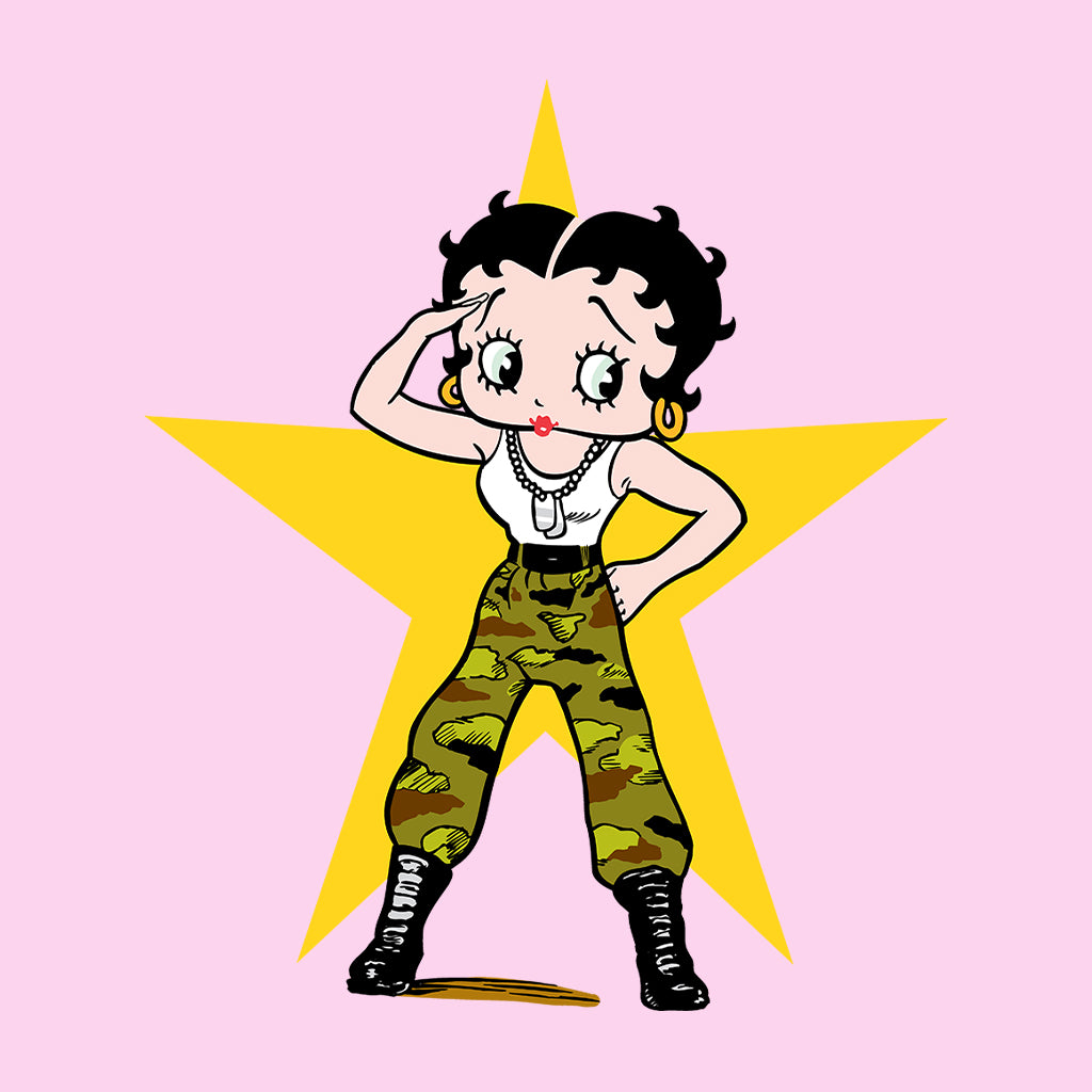 Patriotic Betty Yellow Star Women's Sweatshirt-Betty Boop Shop