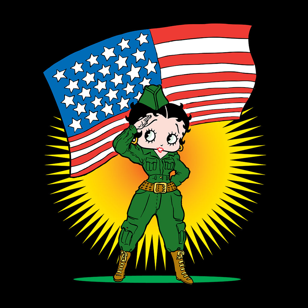 Betty Boop USA Patriotic Army Girl Kids Sweatshirt-Betty Boop Shop