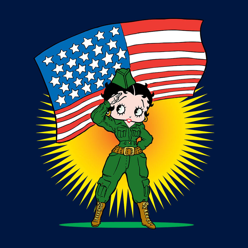Betty Boop USA Patriotic Army Girl Kids Sweatshirt-Betty Boop Shop