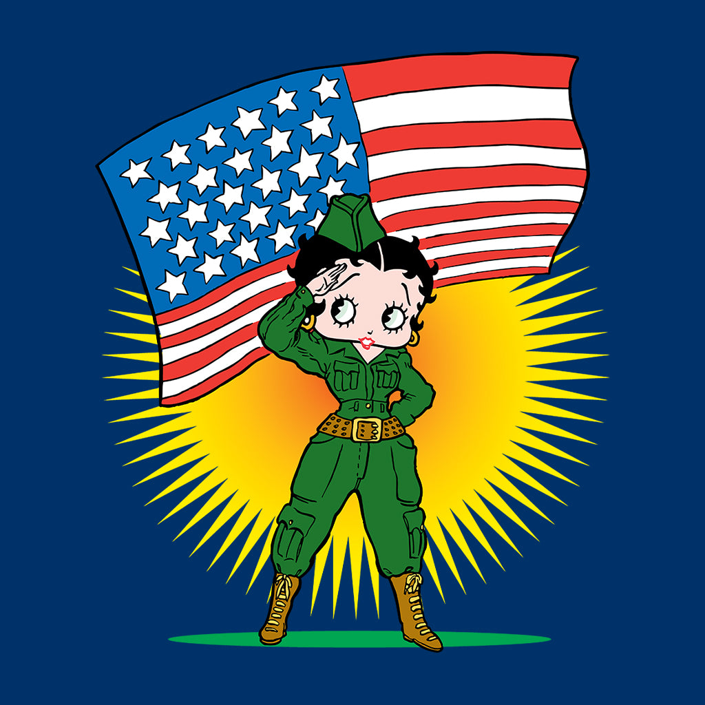 Betty Boop USA Patriotic Army Girl Kids Hooded Sweatshirt-Betty Boop Shop