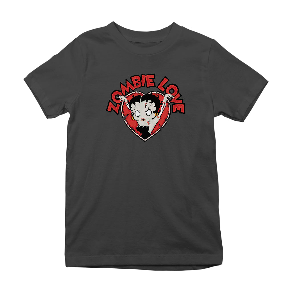 Betty Boop Halloween Heart Zombie Love Kids T-Shirt-Betty Boop Shop