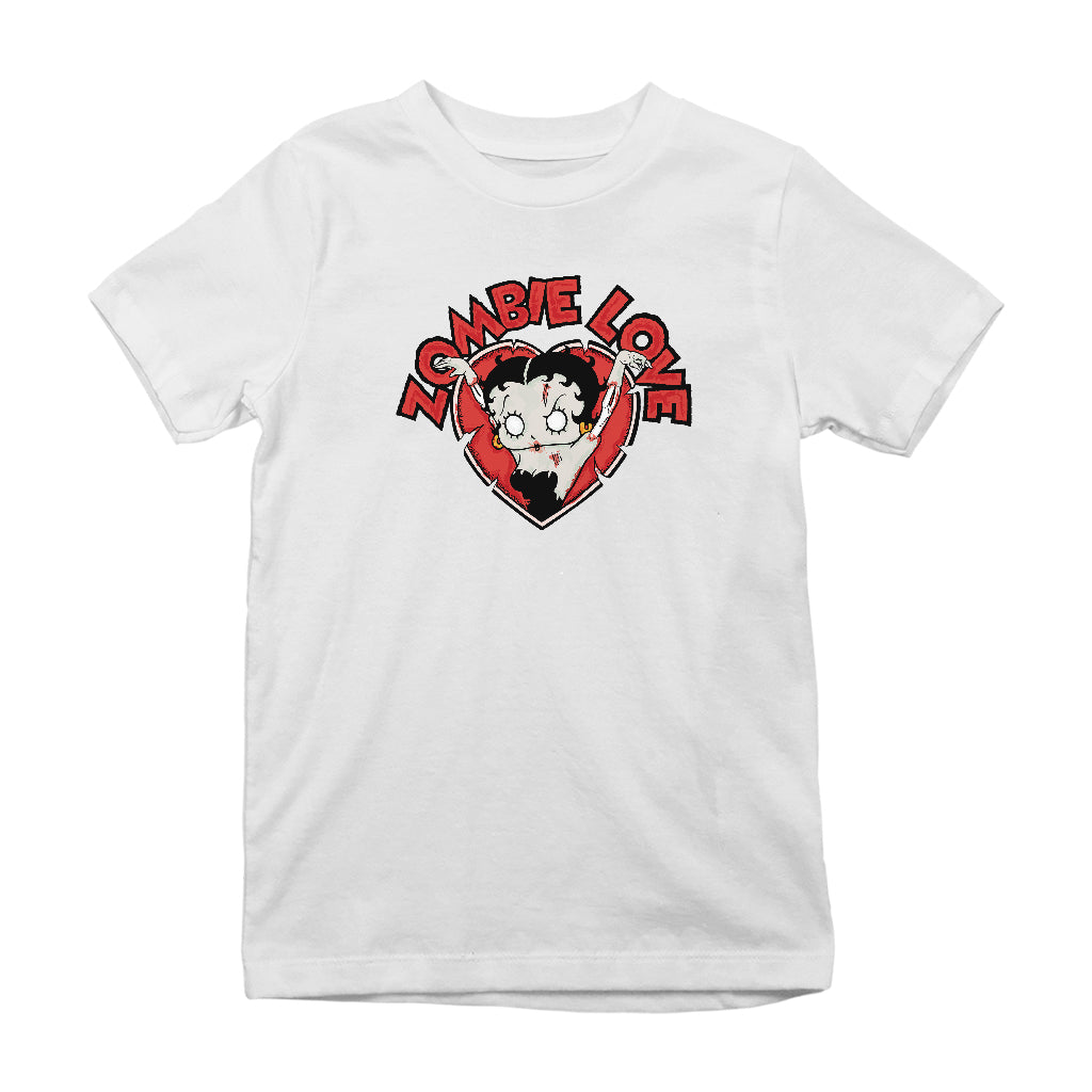 Betty Boop Halloween Heart Zombie Love Kids T-Shirt-Betty Boop Shop