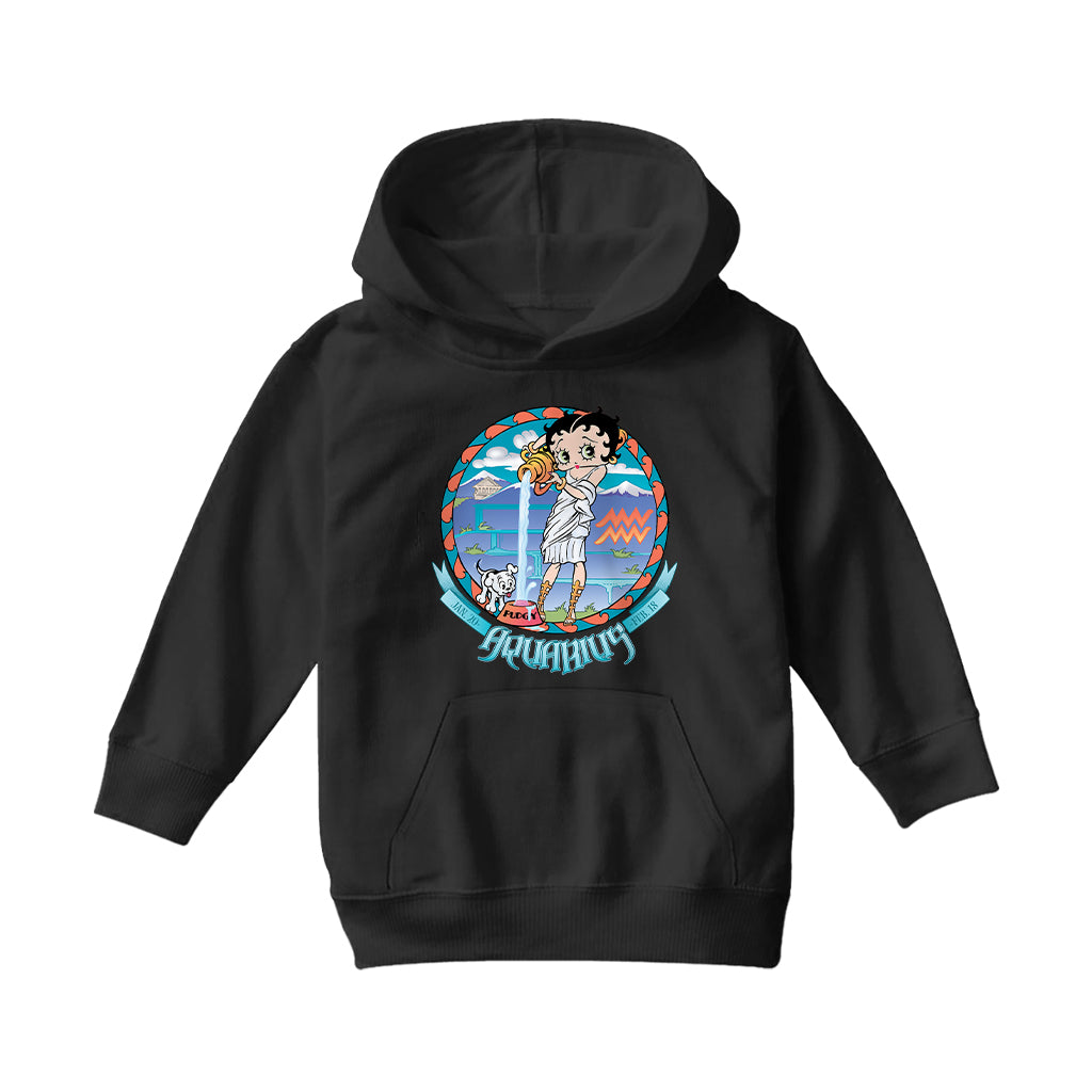 Betty Boop Aquarius Astrological Sign Kids Hooded Sweatshirt