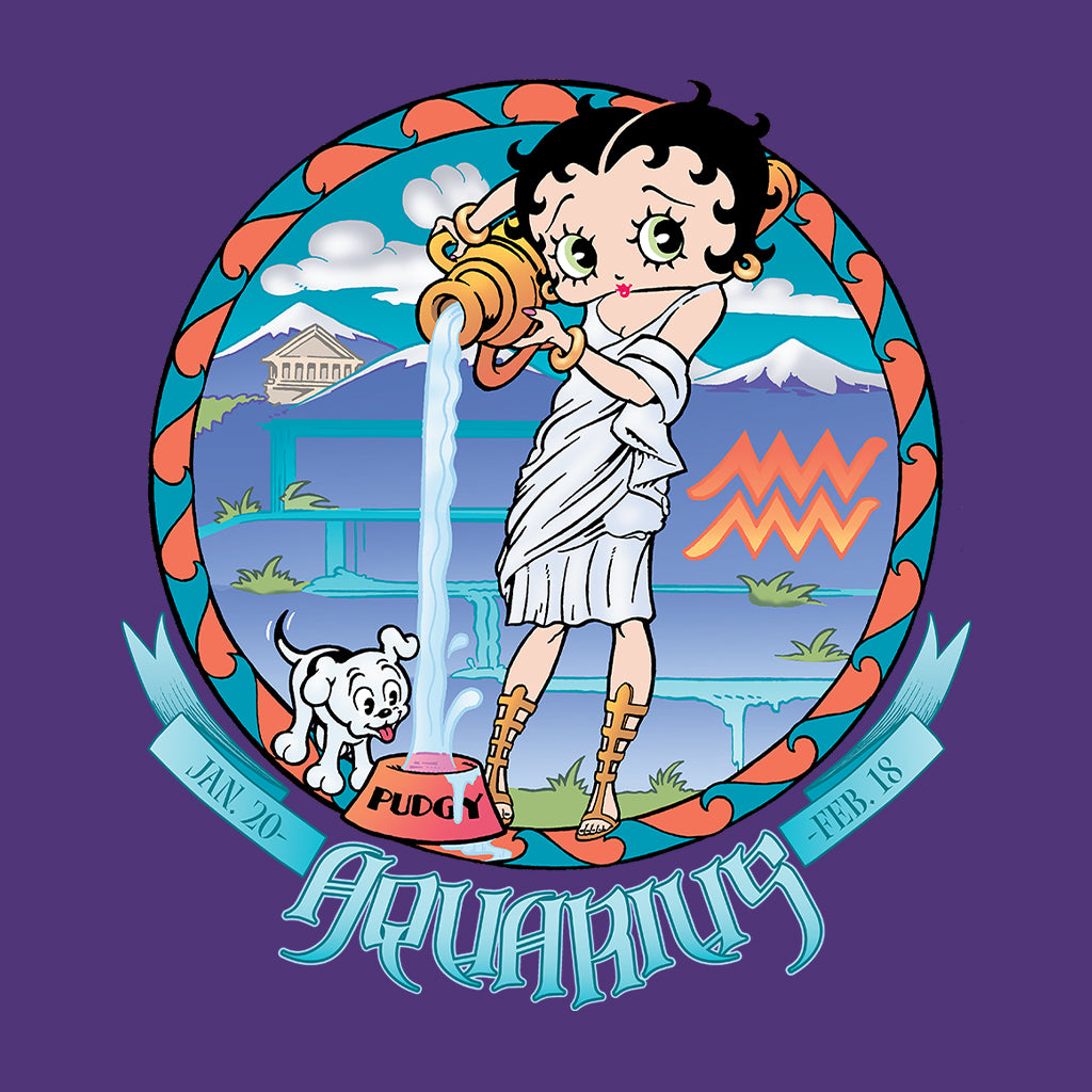 Betty Boop Aquarius Astrological Sign Women's Hooded Sweatshirt-Betty Boop Shop