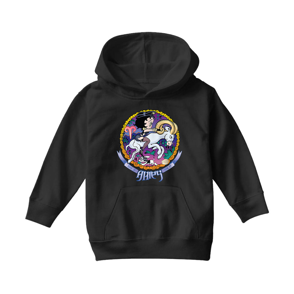 Betty Boop Aries Astrological Sign Kids Hooded Sweatshirt-Betty Boop Shop