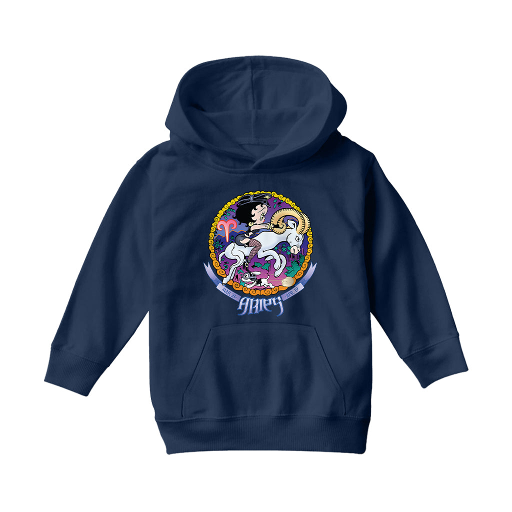 Betty Boop Aries Astrological Sign Kids Hooded Sweatshirt-Betty Boop Shop