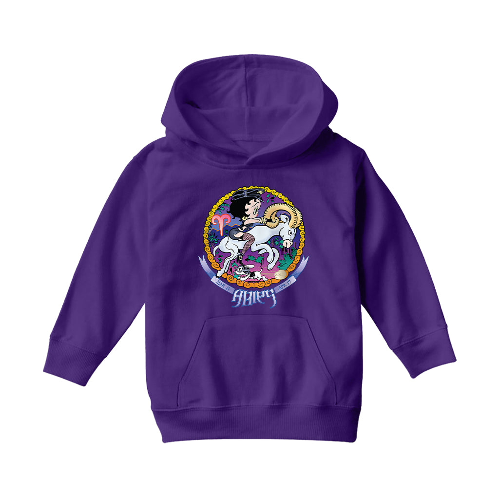 Betty Boop Aries Astrological Sign Kids Hooded Sweatshirt-Betty Boop Shop