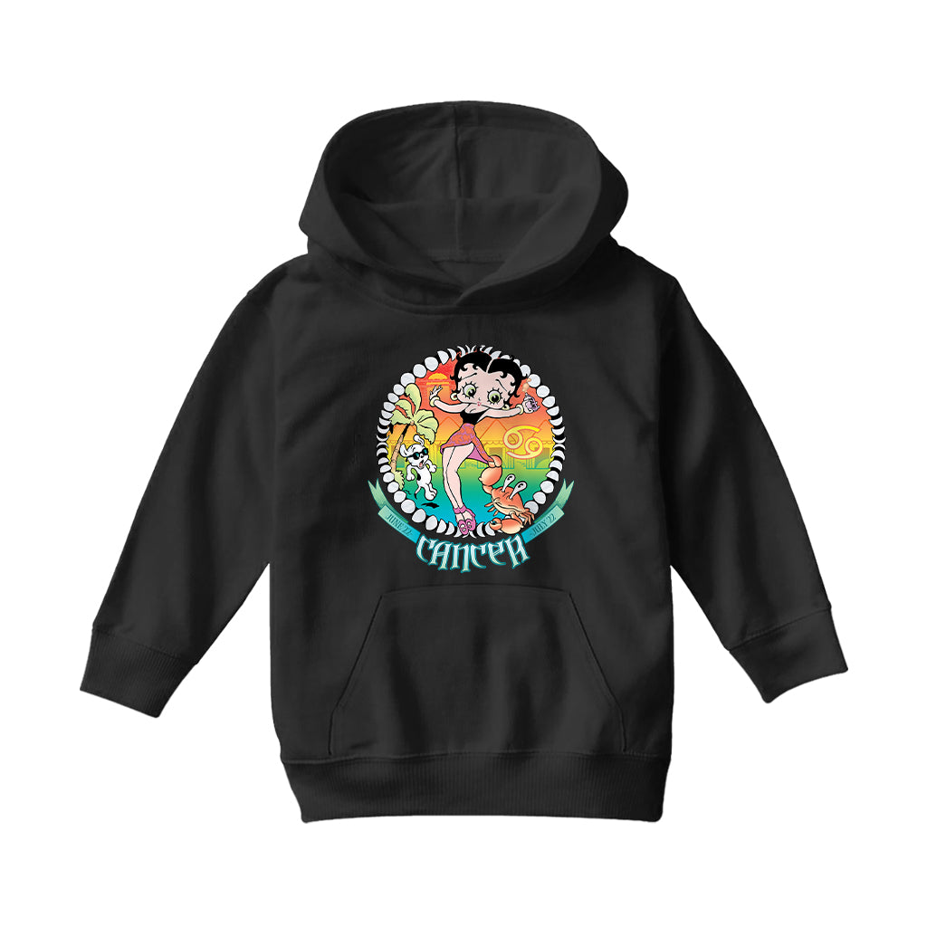 Betty Boop Cancer Astrological Sign Kids Hooded Sweatshirt
