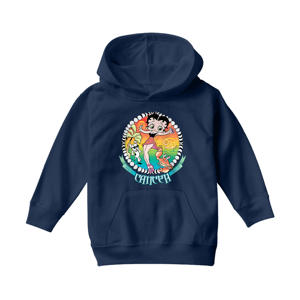 Betty Boop Cancer Astrological Sign Kids Hooded Sweatshirt-Betty Boop Shop