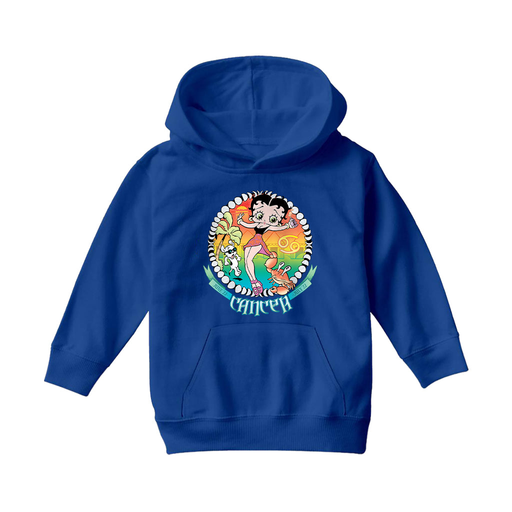 Betty Boop Cancer Astrological Sign Kids Hooded Sweatshirt-Betty Boop Shop