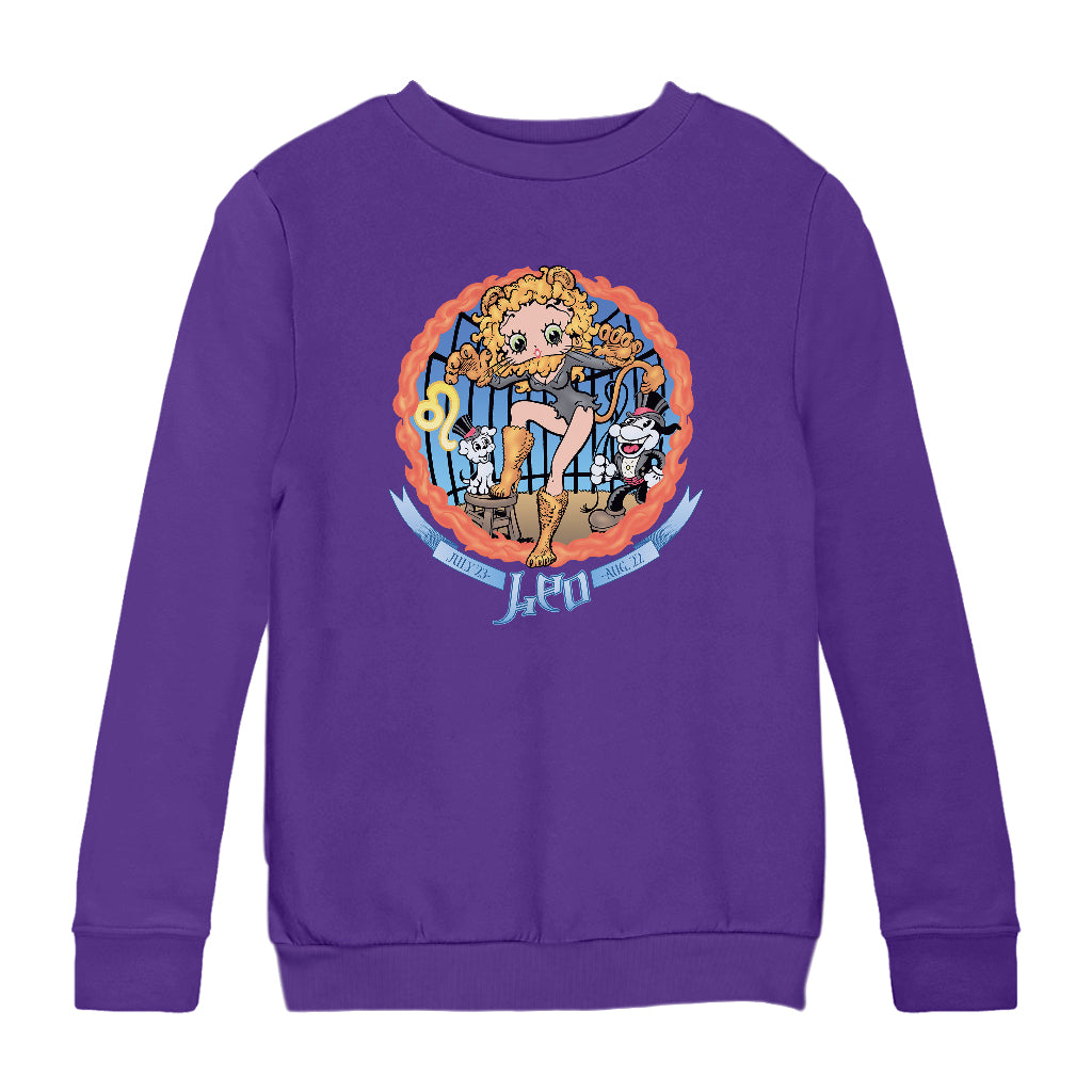 Betty Boop Leo Astrological Sign Kids Sweatshirt-Betty Boop Shop