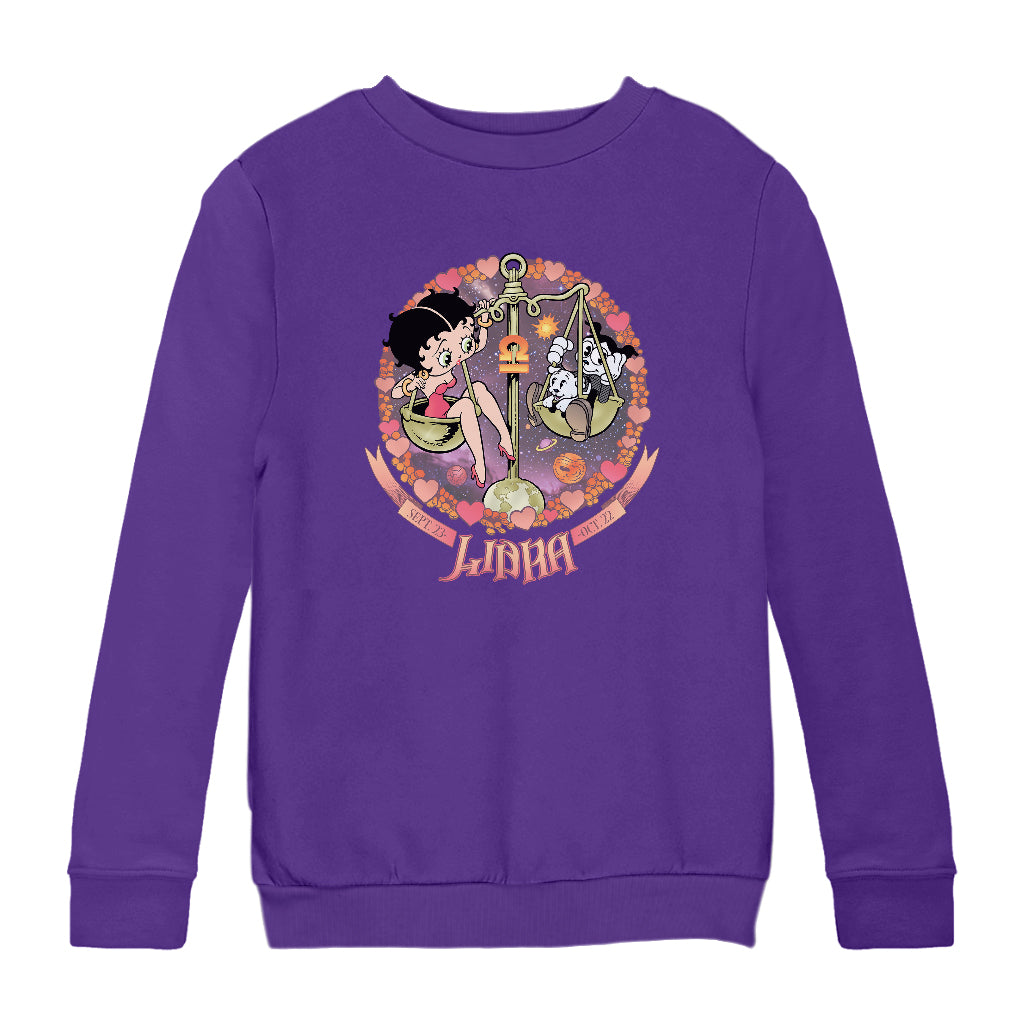 Betty Boop Libra Astrological Sign Kids Sweatshirt-Betty Boop Shop