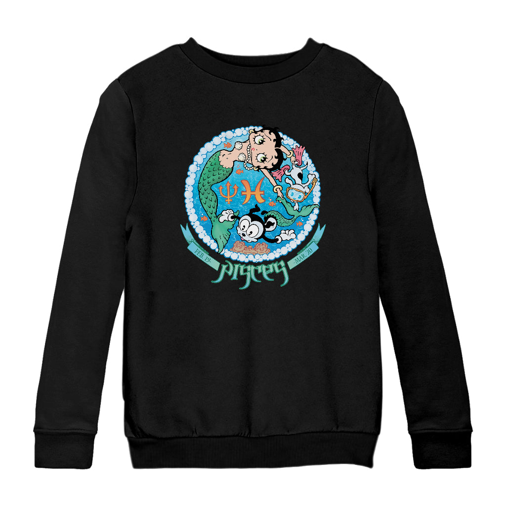 Betty Boop Pisces Astrological Sign Kids Sweatshirt