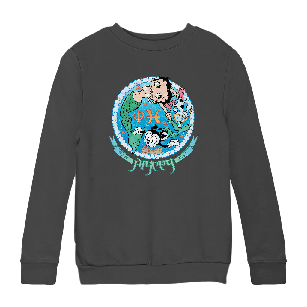 Betty Boop Pisces Astrological Sign Kids Sweatshirt-Betty Boop Shop