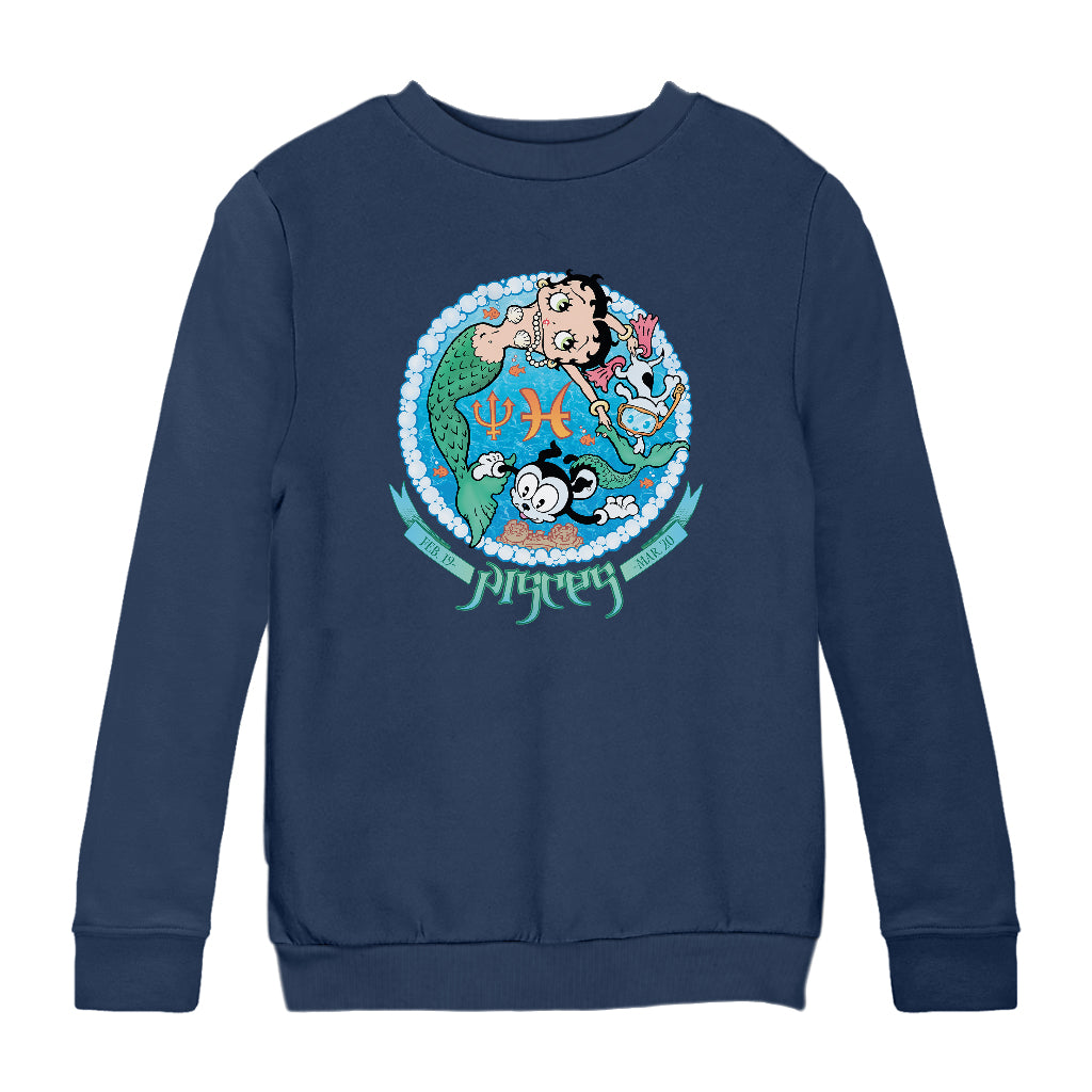 Betty Boop Pisces Astrological Sign Kids Sweatshirt-Betty Boop Shop