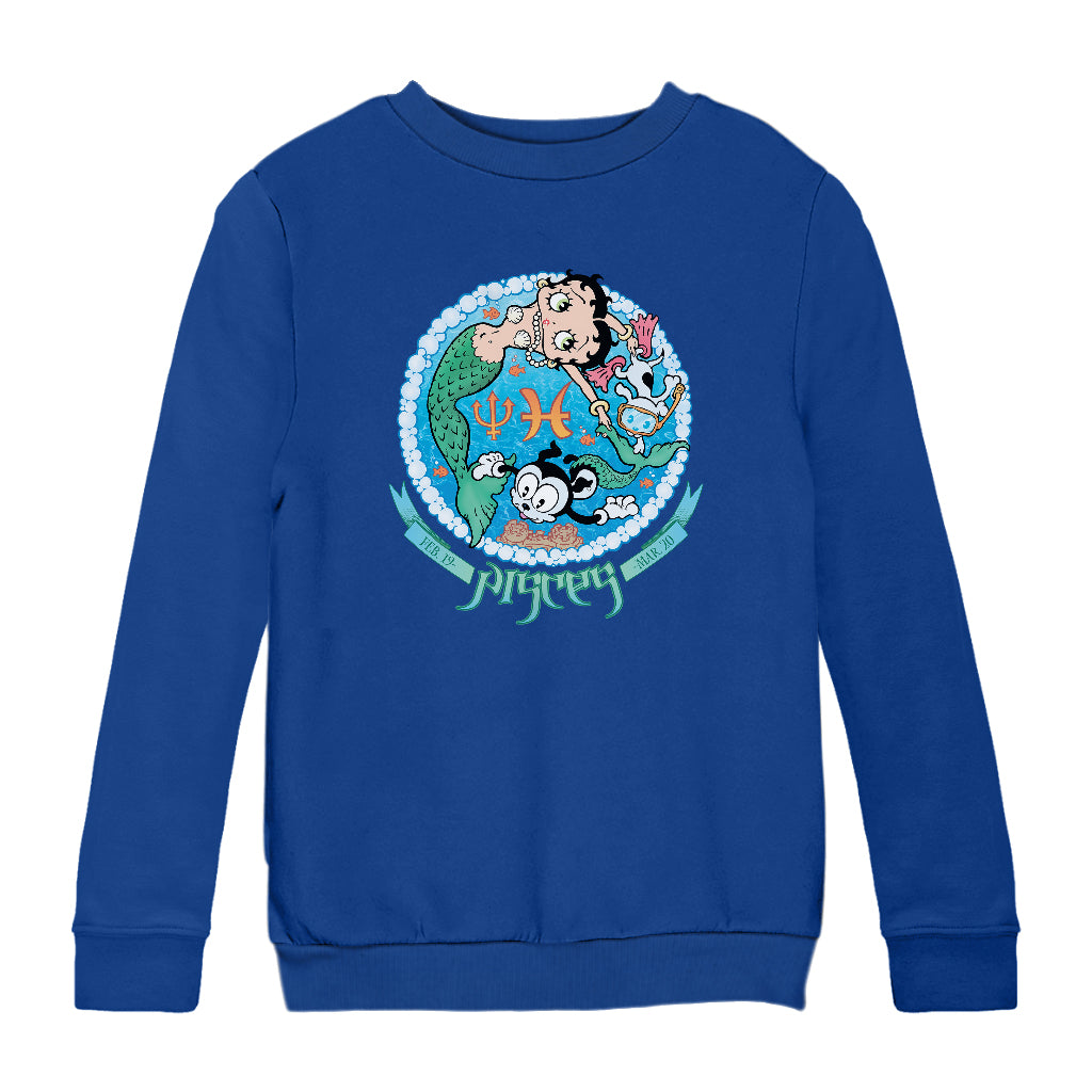 Betty Boop Pisces Astrological Sign Kids Sweatshirt-Betty Boop Shop
