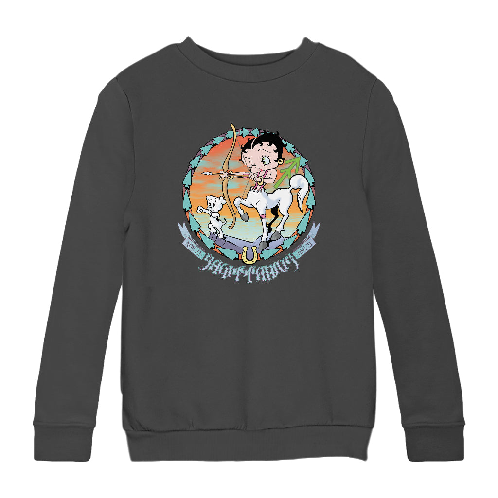 Horoscope Sagittarius Zodiac Kids Sweatshirt-Betty Boop Shop