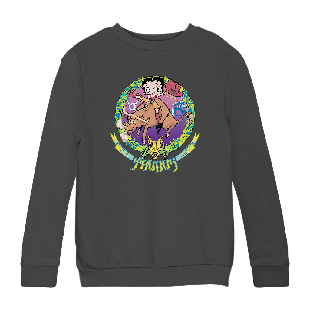 Betty Boop Taurus Astrological Sign Kids Sweatshirt-Betty Boop Shop