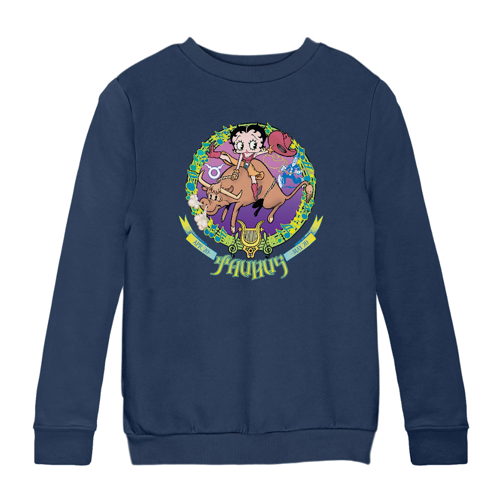 Betty Boop Taurus Astrological Sign Kids Sweatshirt-Betty Boop Shop
