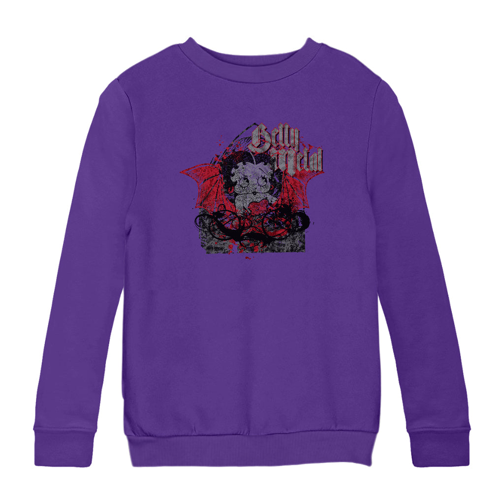 Metal Betty Red Wings Kids Sweatshirt-Betty Boop Shop