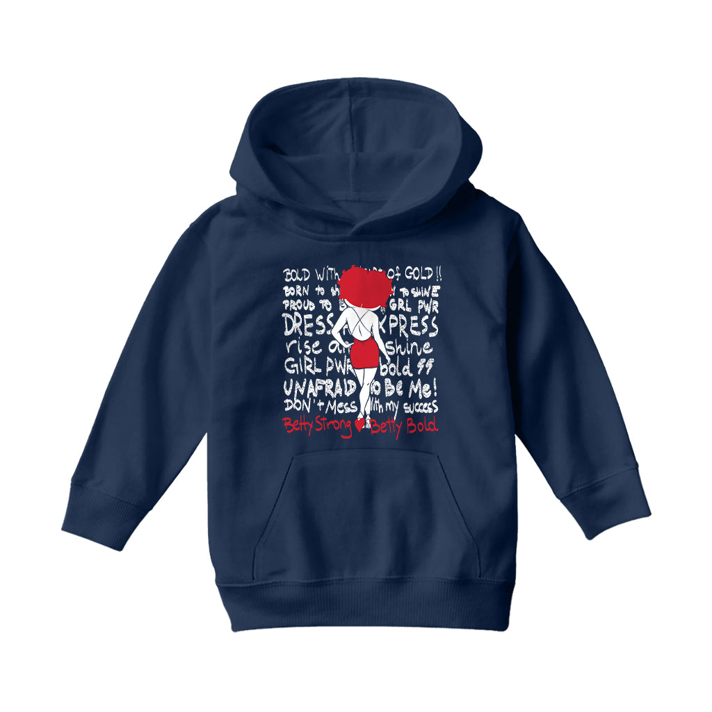 Betty Boop Strong Betty Bold Kids Hooded Sweatshirt-Betty Boop Shop