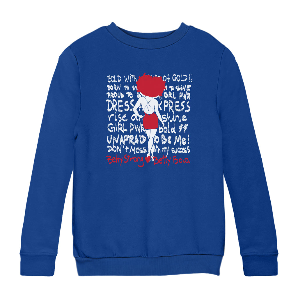 Betty Boop Strong Betty Bold Kids Sweatshirt-Betty Boop Shop