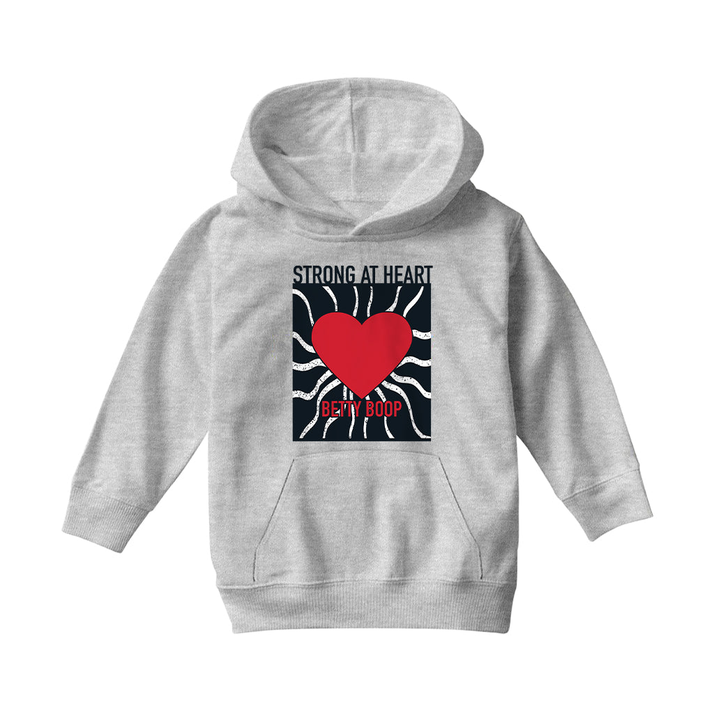 Betty Boop Strong At Heart Pop Art Kids Hooded Sweatshirt-Betty Boop Shop