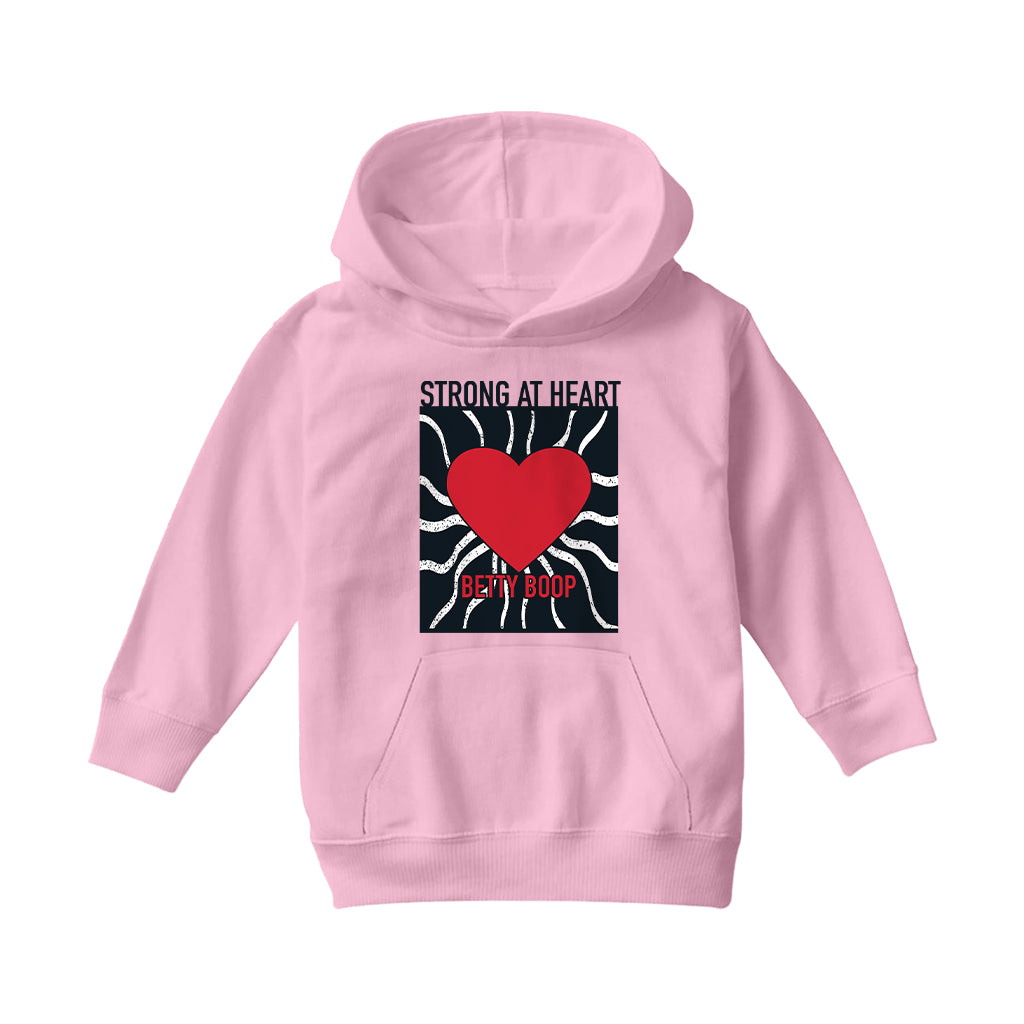 Betty Boop Strong At Heart Pop Art Kids Hooded Sweatshirt