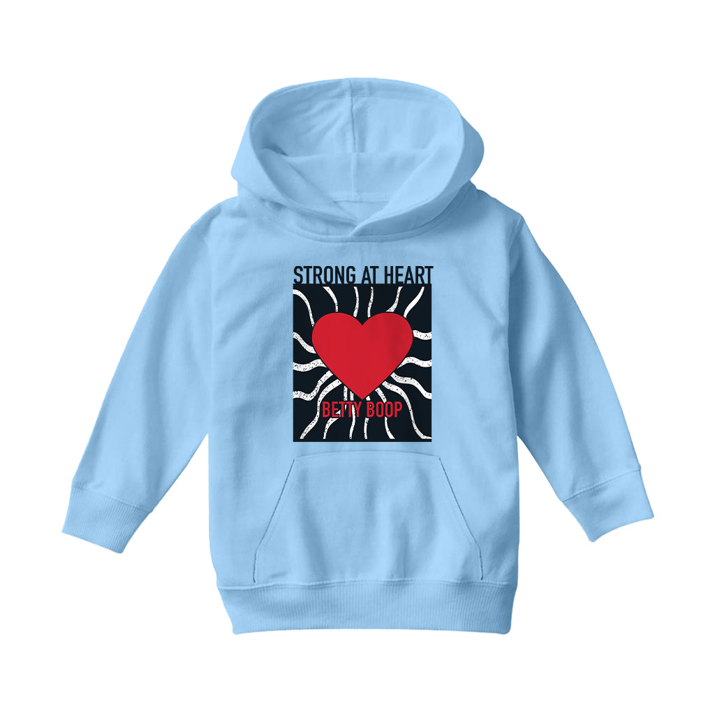 Betty Boop Strong At Heart Pop Art Kids Hooded Sweatshirt-Betty Boop Shop