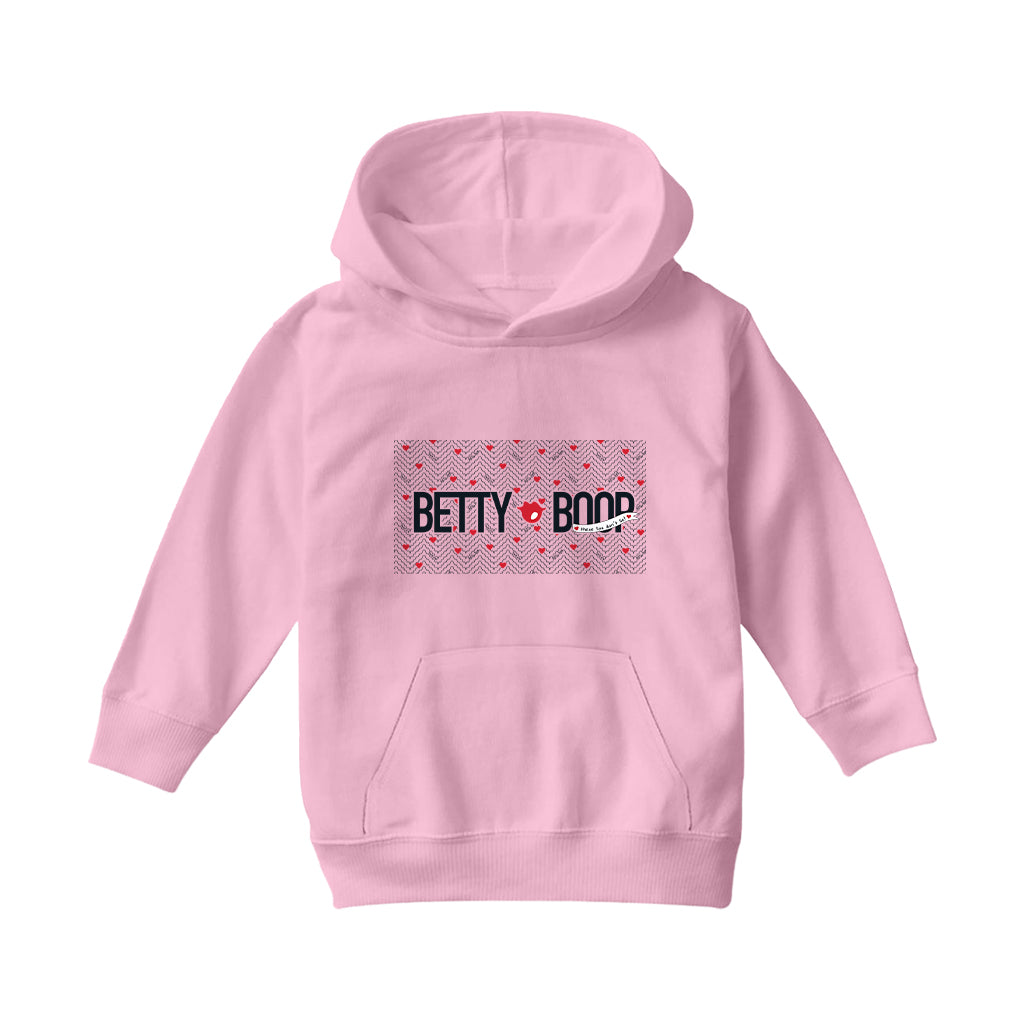 Betty Boop Heart Pattern These Lips Don't Lie! Kids Hooded Sweatshirt