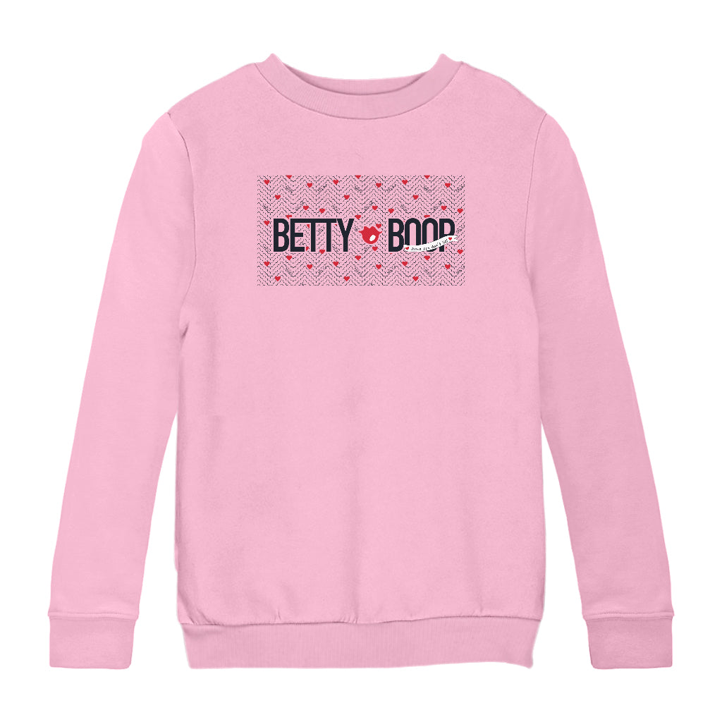 Betty Boop Heart Pattern These Lips Don't Lie! Kids Sweatshirt