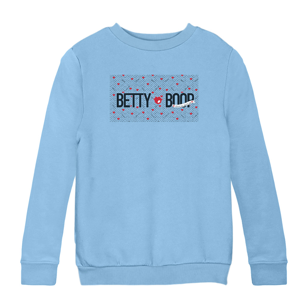 Betty Boop Heart Pattern These Lips Don't Lie! Kids Sweatshirt-Betty Boop Shop