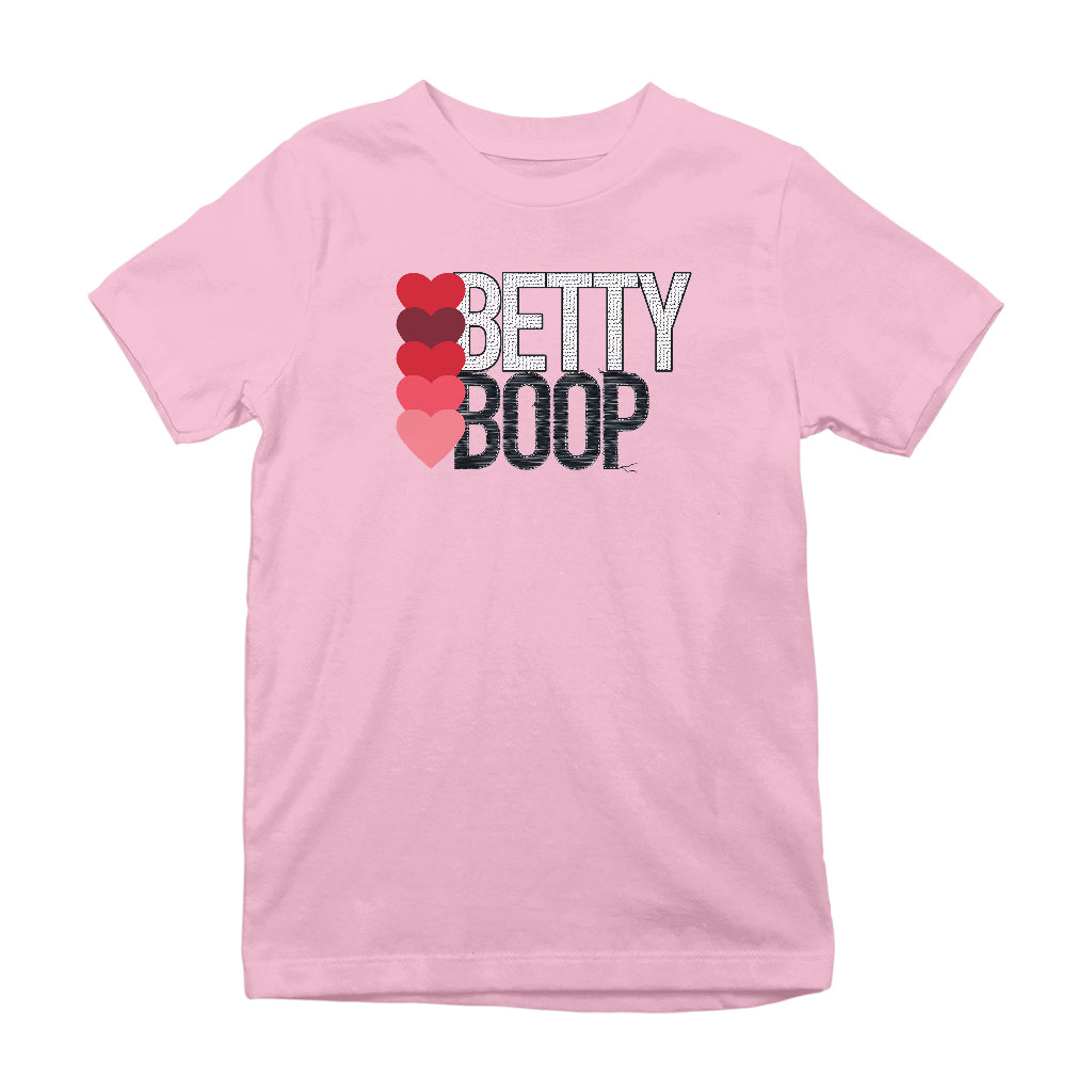 Betty Boop Hearts Pattern Text Kids T-Shirt-Betty Boop Shop