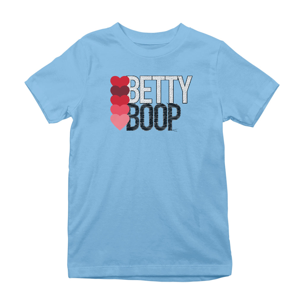 Betty Boop Hearts Pattern Text Kids T-Shirt-Betty Boop Shop