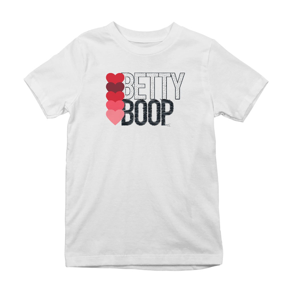 Betty Boop Hearts Pattern Text Kids T-Shirt