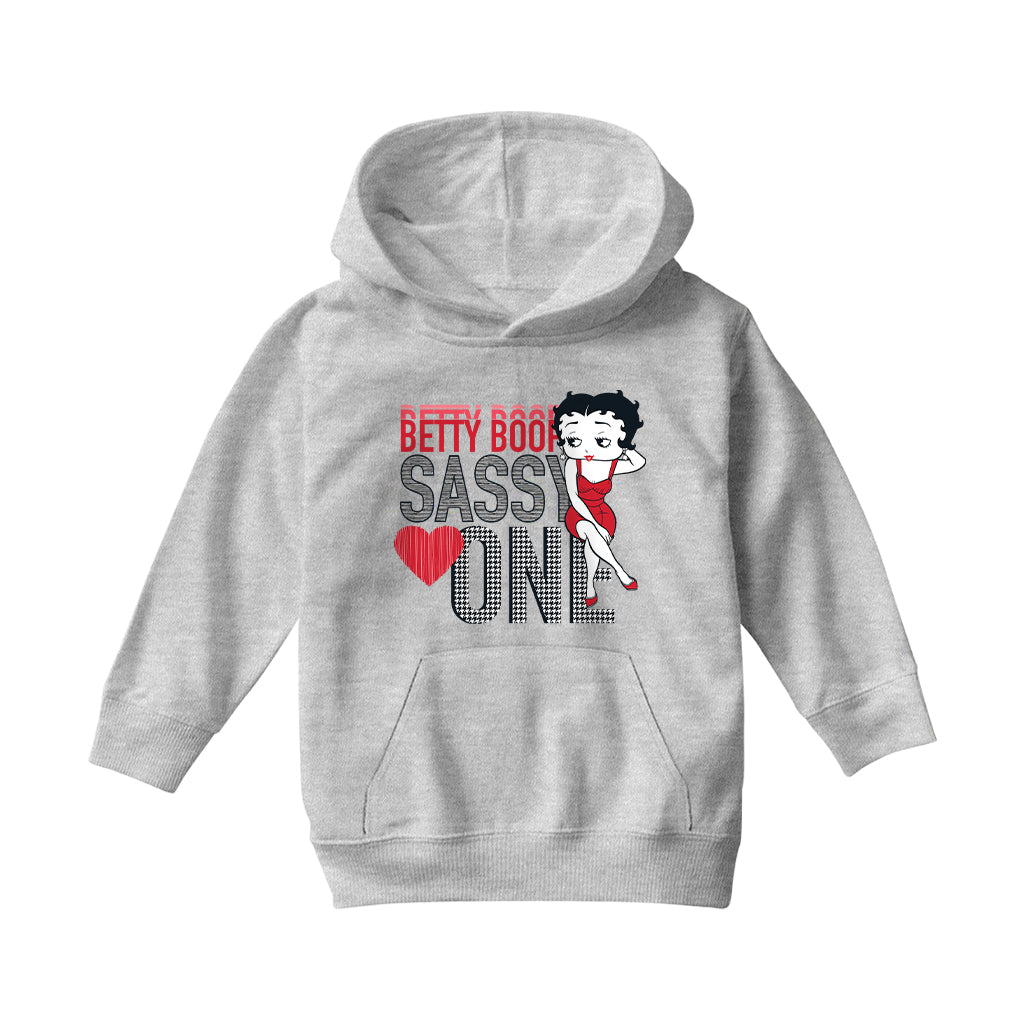 Betty Boop Sassy One Houndstooth Pattern Kids Hooded Sweatshirt-Betty Boop Shop
