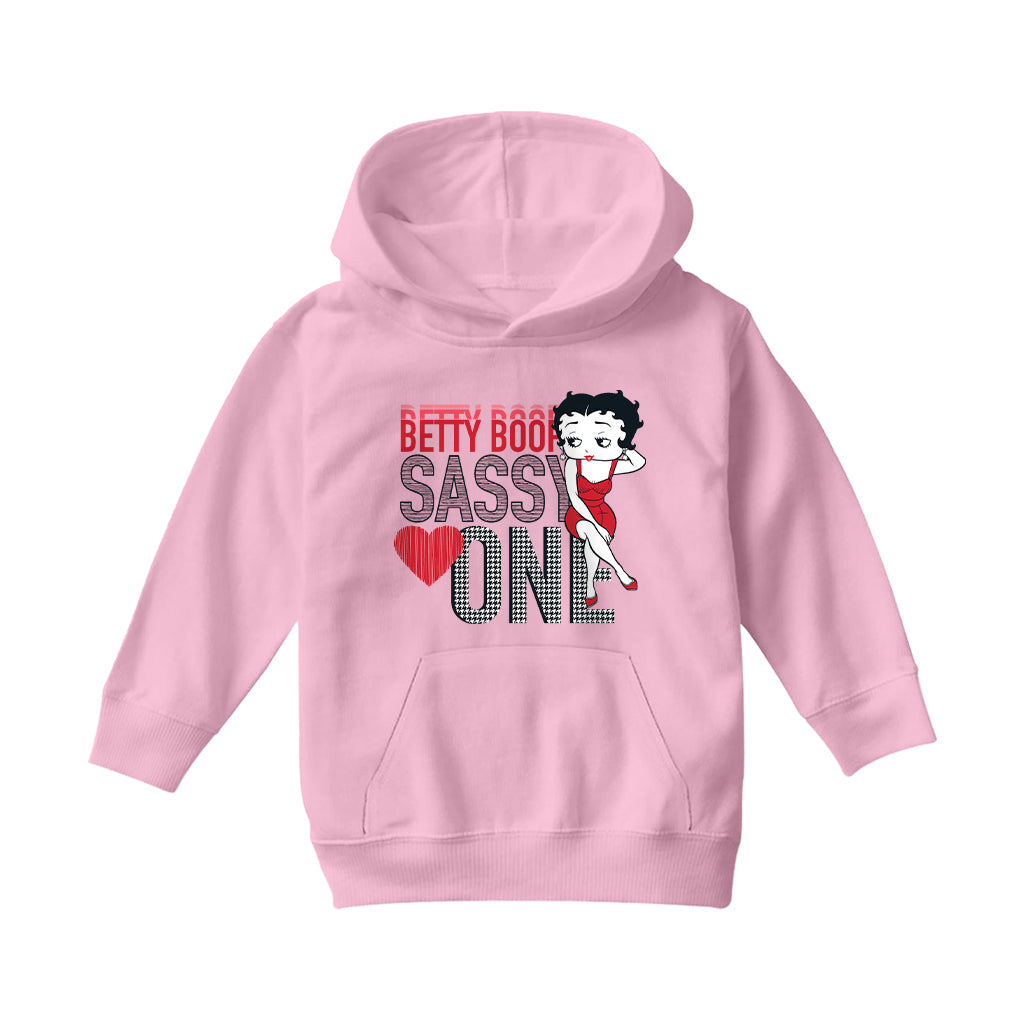 Betty Boop Sassy One Houndstooth Pattern Kids Hooded Sweatshirt