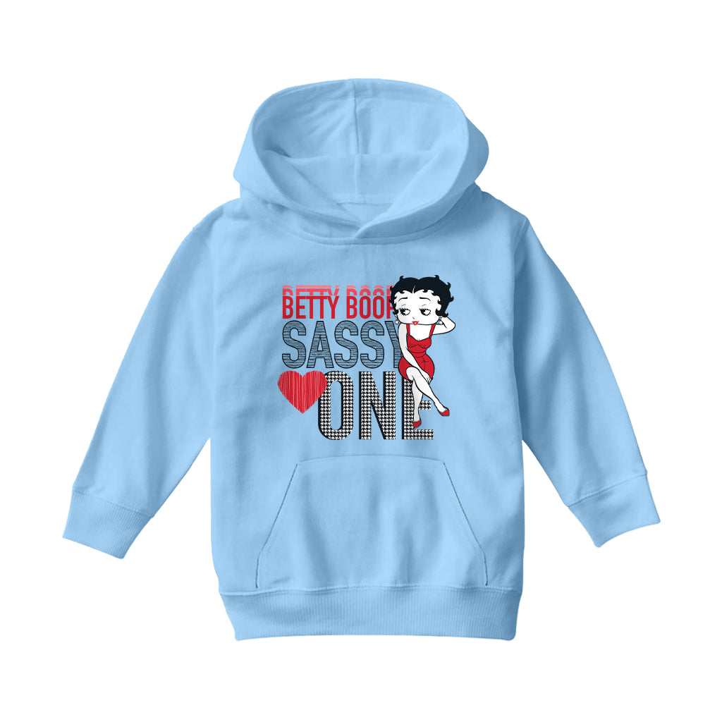 Betty Boop Sassy One Houndstooth Pattern Kids Hooded Sweatshirt-Betty Boop Shop