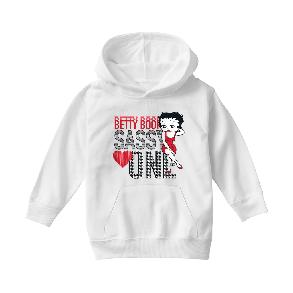 Betty Boop Sassy One Houndstooth Pattern Kids Hooded Sweatshirt-Betty Boop Shop