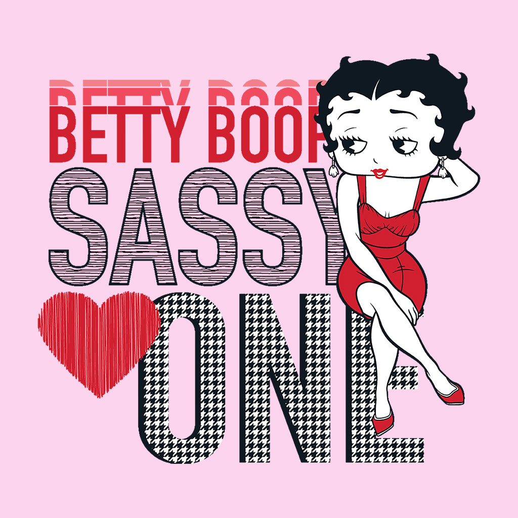 Betty Boop Sassy One Houndstooth Pattern Kids Hooded Sweatshirt-Betty Boop Shop