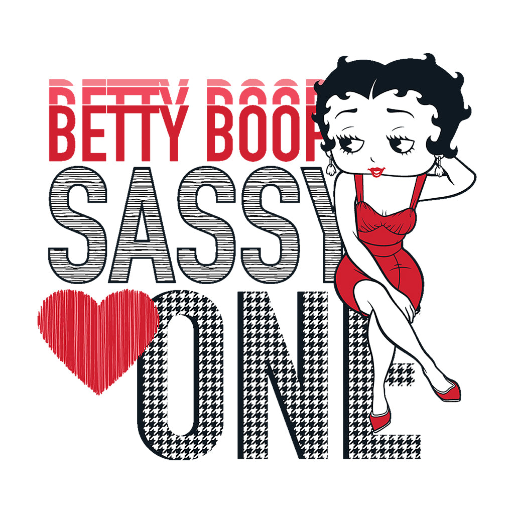 Betty Boop Sassy One Houndstooth Pattern Kids Hooded Sweatshirt-Betty Boop Shop