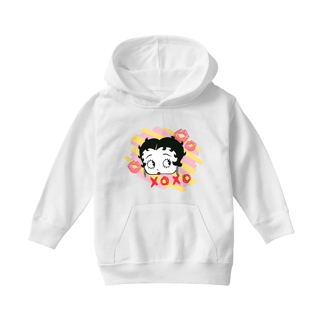 Betty Boop XOXO Lipstick Marks Kids Hooded Sweatshirt
