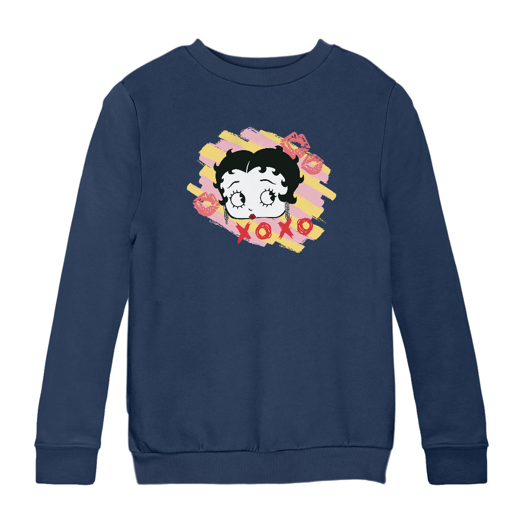 Betty Boop XOXO Lipstick Marks Kids Sweatshirt-Betty Boop Shop