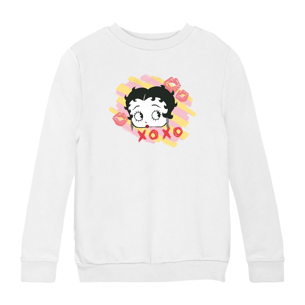 Betty Boop XOXO Lipstick Marks Kids Sweatshirt