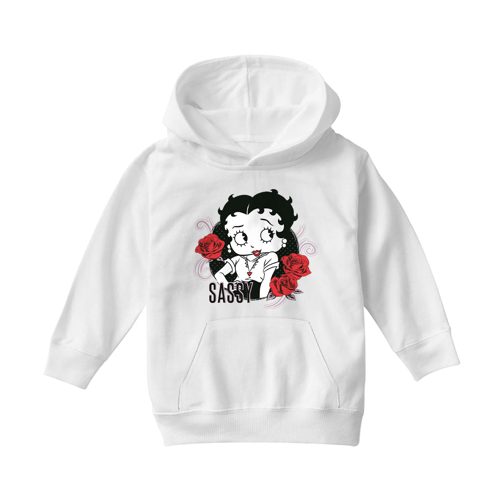 Betty Boop Sassy Roses Kids Hooded Sweatshirt